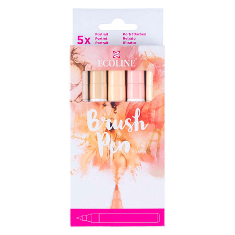 Bruynzeel – ensemble de stylos pinceaux ecoline, portrait, 5 couleurs