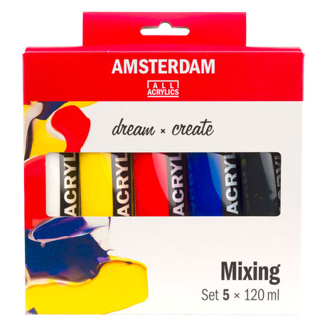 Kit de mélange de peinture acrylique série standard Bruynzeel Amsterdam 120 ml, 5 pcs.