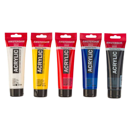 Kit de mélange de peinture acrylique série standard Bruynzeel Amsterdam 120 ml, 5 pcs.