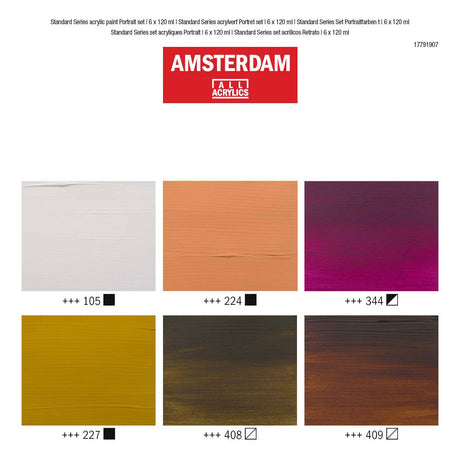Ensemble de portraits de peinture acrylique série standard Amsterdam | 6x120 ml