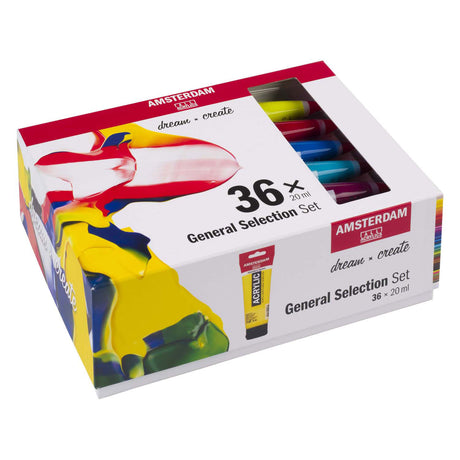 Ensemble de sélection générale de peinture acrylique série standard Amsterdam | 36 × 20 ml