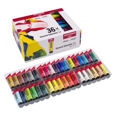 Ensemble de sélection générale de peinture acrylique série standard Amsterdam | 36 × 20 ml
