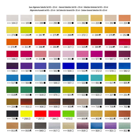 Ensemble complet de peinture acrylique série standard Amsterdam | 90 × 20 ml