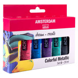 Bruynzeel Amsterdam série standard peinture acrylique ensemble métallique coloré 20 ml, 6 pcs.
