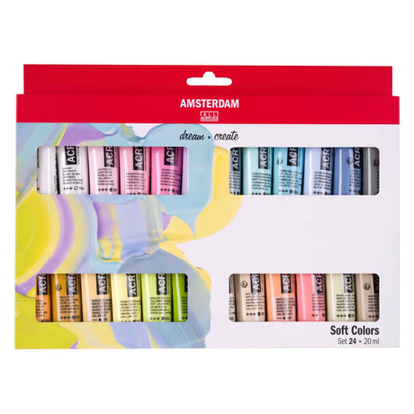 Bruynzeel Amsterdam série standard peinture acrylique couleurs douces set 20ml, 24 pcs.