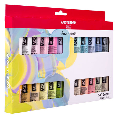 Bruynzeel Amsterdam série standard peinture acrylique couleurs douces set 20ml, 24 pcs.