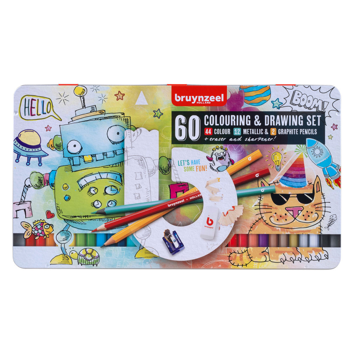 Ensemble de dessin et de coloriage Bruynzeel dans une boîte métallique, 60 pcs.