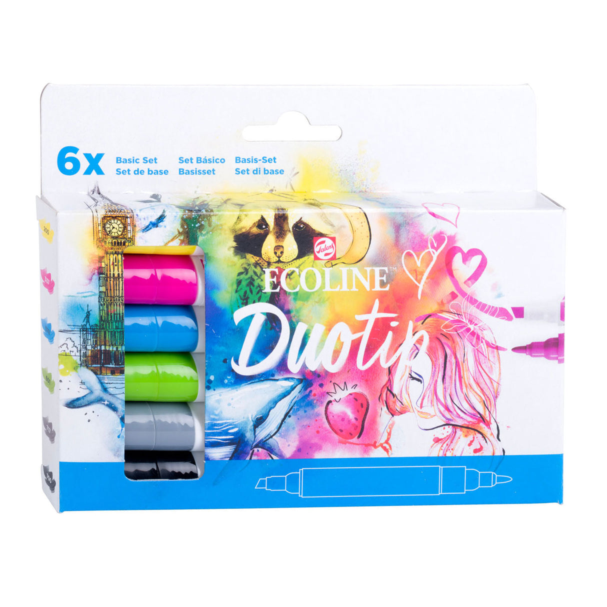Ensemble de base de marqueurs Talens Ecoline Duotip, 6 pcs.