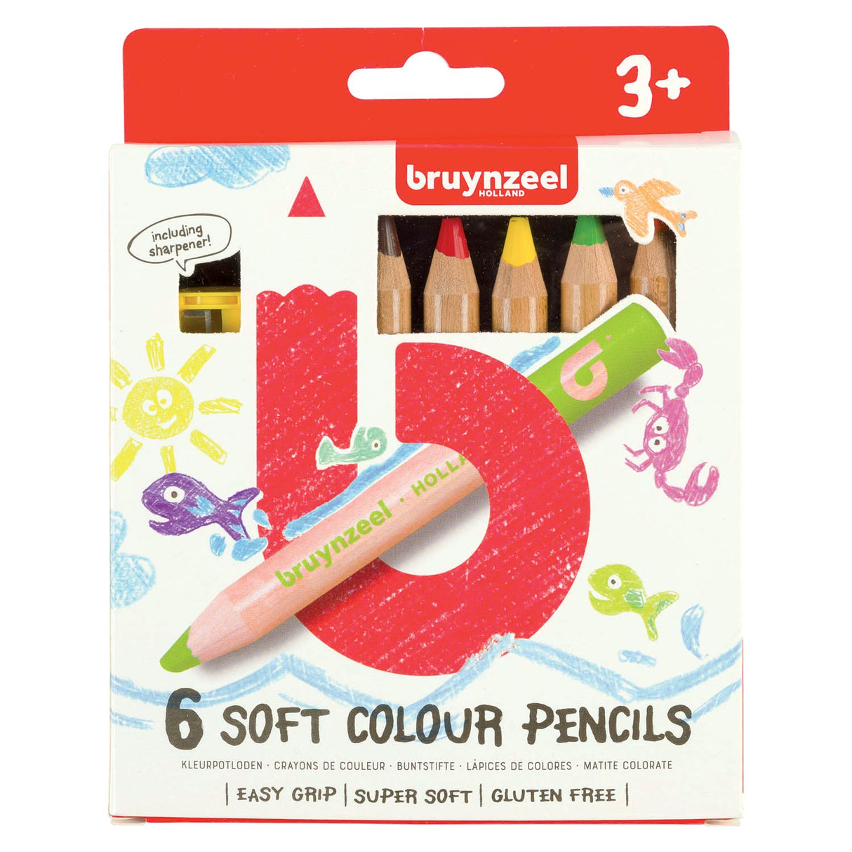 Bruynzeel Kids Soft Colorated Pencils, 6st.