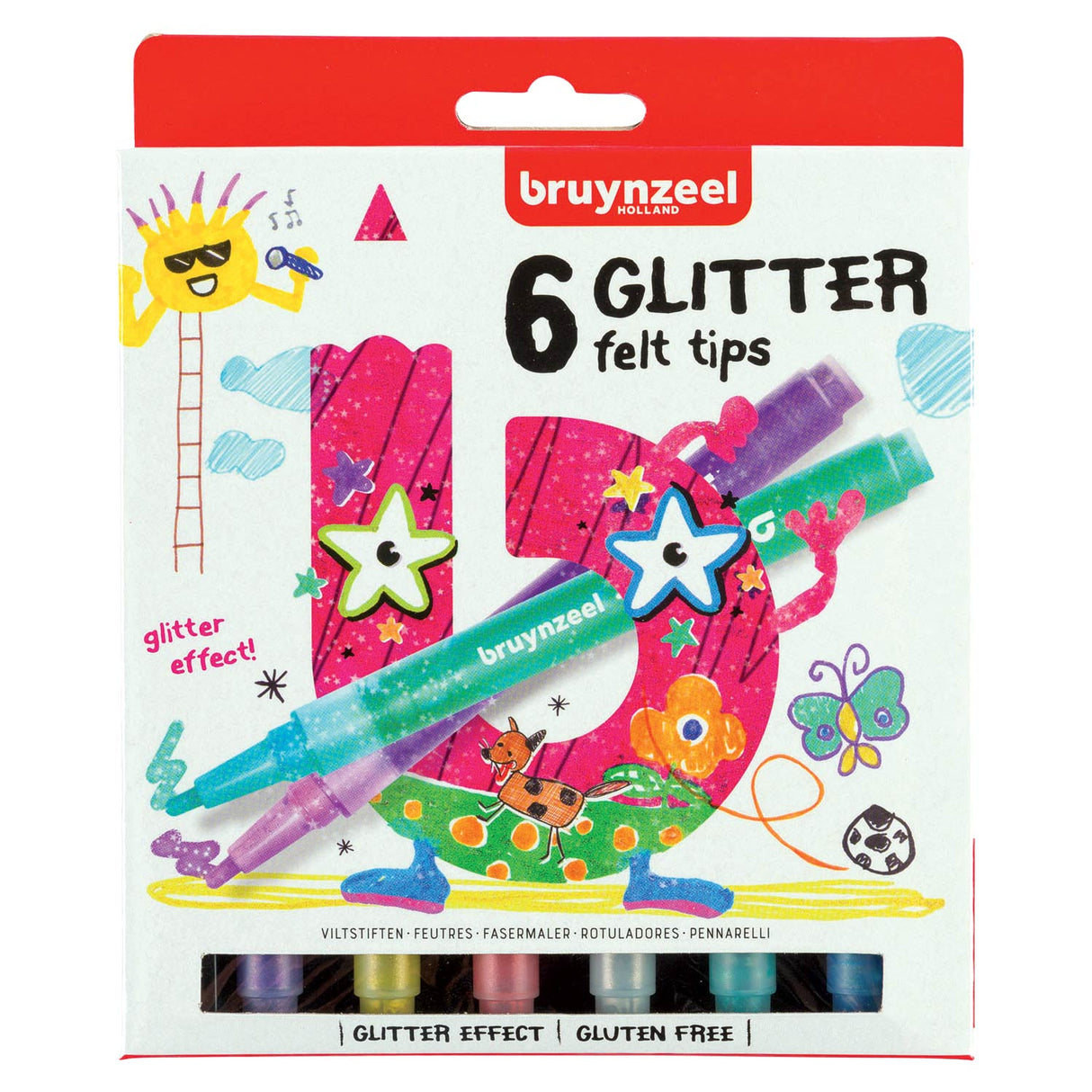 Bruynzeel Kids Glitter Found -Tip Pen, 6st.