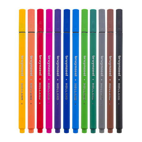 Ensemble de feutres fins Bruynzeel 12 couleurs | lot de 12 pièces