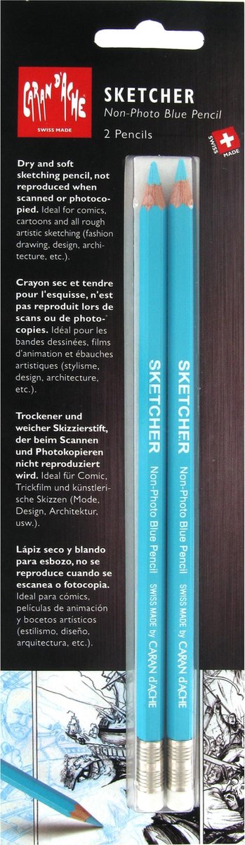 Caran d'ache sketcher crayon bleu sans photo 2 pièces