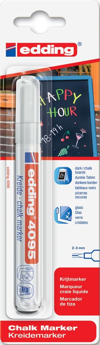 Marqueur craie Edding e-4095 blanc (1 pièce sur blister)