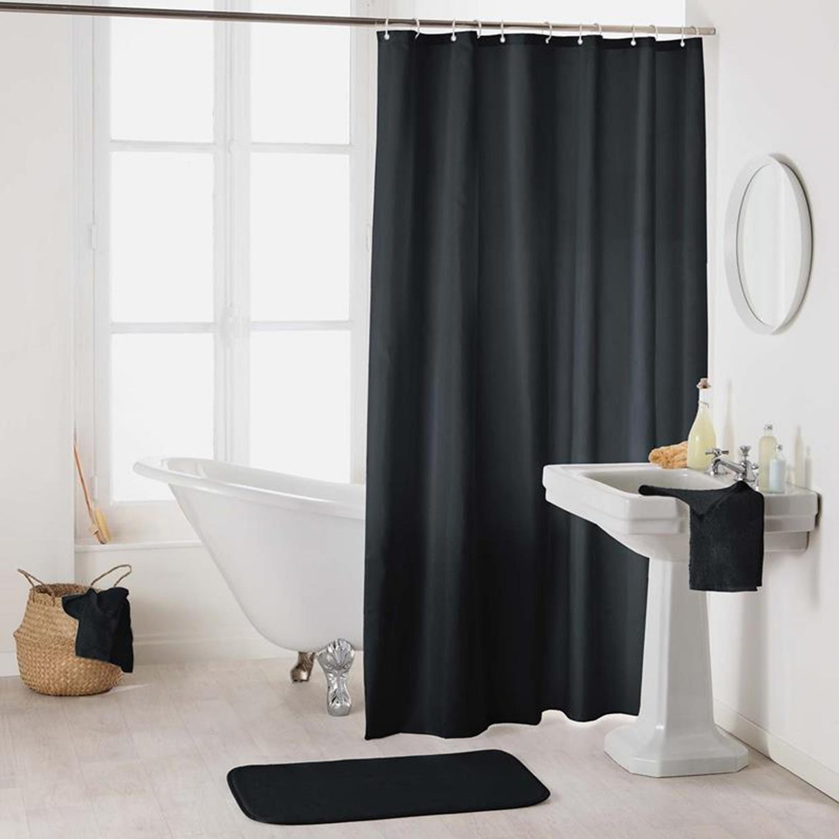 Wicotex rideau de douche uni peva 180x200 noir