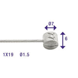 Câble intérieur REM Elvedes 2250 mm en acier inoxydable Ø1,5 mm T-Nipple (sur carte)