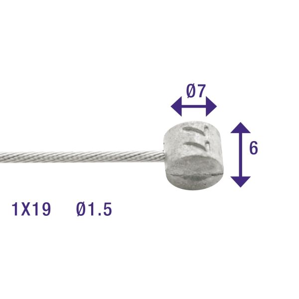 Câble intérieur de frein Elvedes 2250mm galvanisé ø1,5mm T-nipple (sur carte)