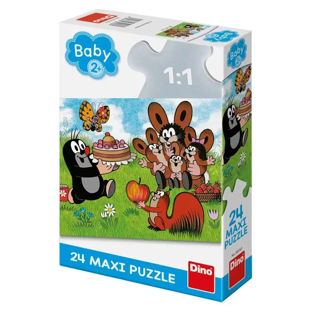 Dinotoys puzzle dinosaure - bébé : puzzle de sol anniversaire taupe - 24 maxi pièces