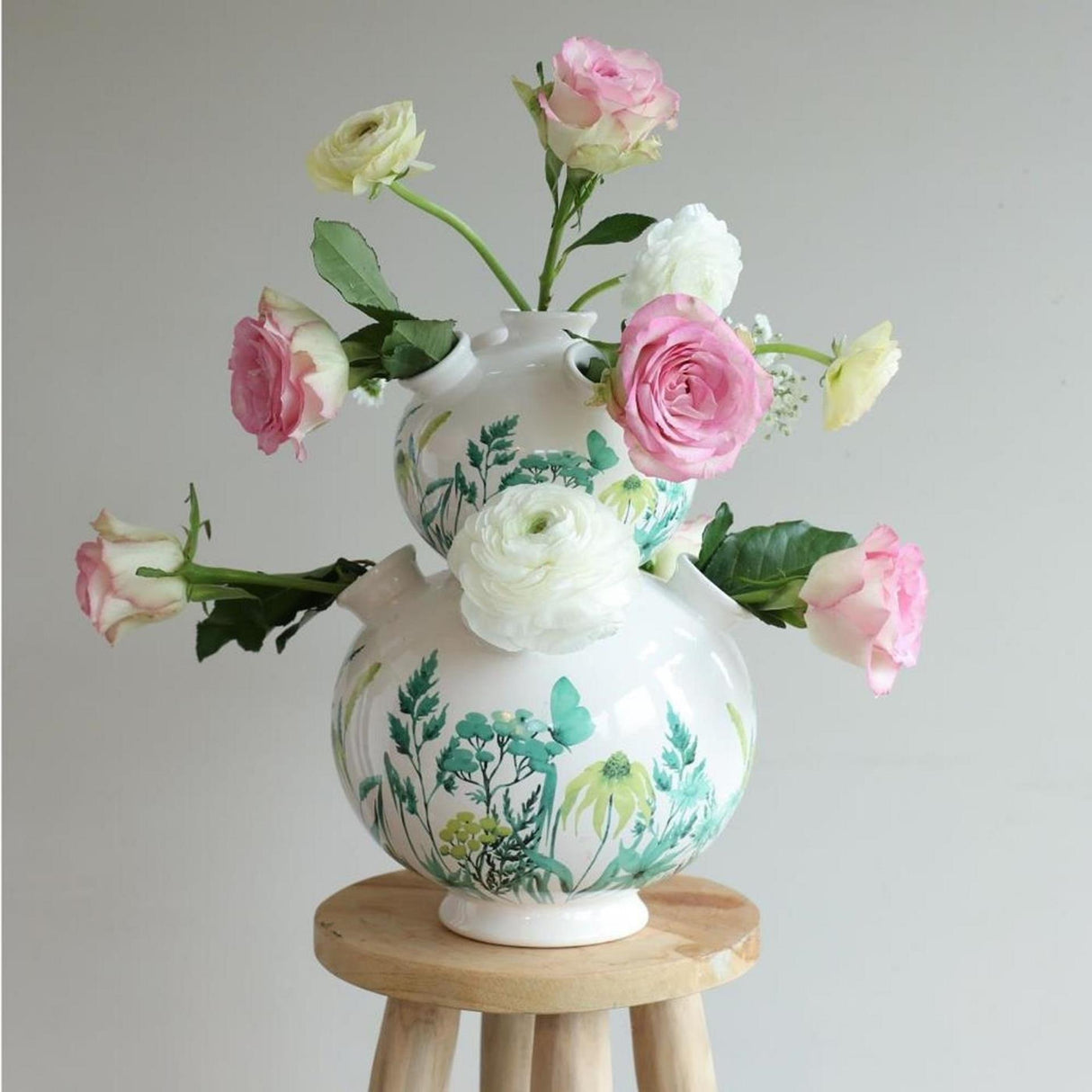 Idées vase tulipe 4 saisons avec imprimé petit ø13cm vert