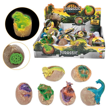 Toi-toys Jurassic Revival bébé dinosaure en forme d'œuf, son et lumière