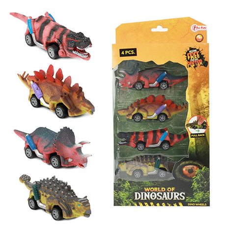 Toi-toys monde des dinosaures voiture à tirer dino, 4 pcs.