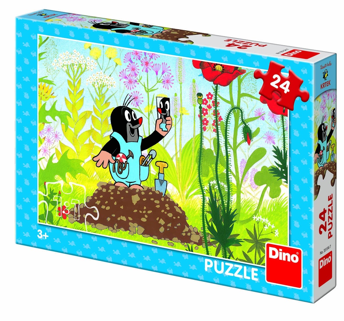 Puzzle dinosaure Dinotoys - taupe dans le jardin - 24 pièces