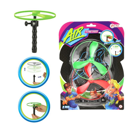 Toi-toys disques volants air 12 cm vert rouge 3 pièces
