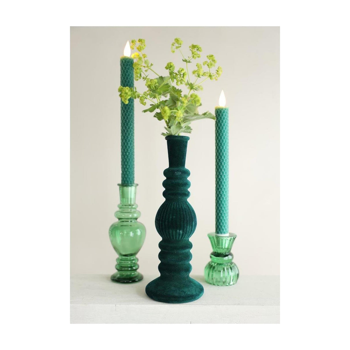 Idées vase bougeoir 4 saisons Venise velours vert ø5cm