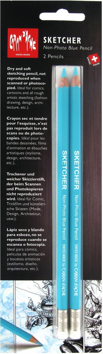 Caran d'ache sketcher crayon bleu sans photo 2 pièces