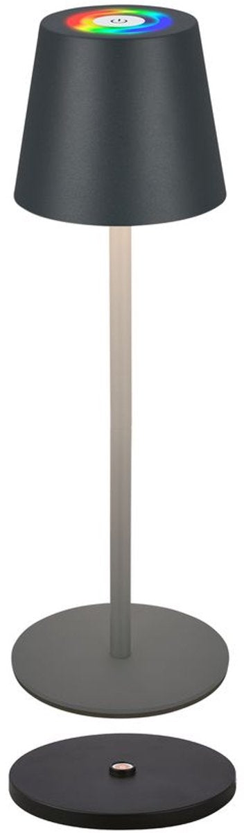 B.k.licht briloner cilano - lampe de table rechargeable rgbw - lampe sans fil - dimmable - pour extérieur et intérieur - avec station de charge - 36 x ø10,5 cm - anthracite