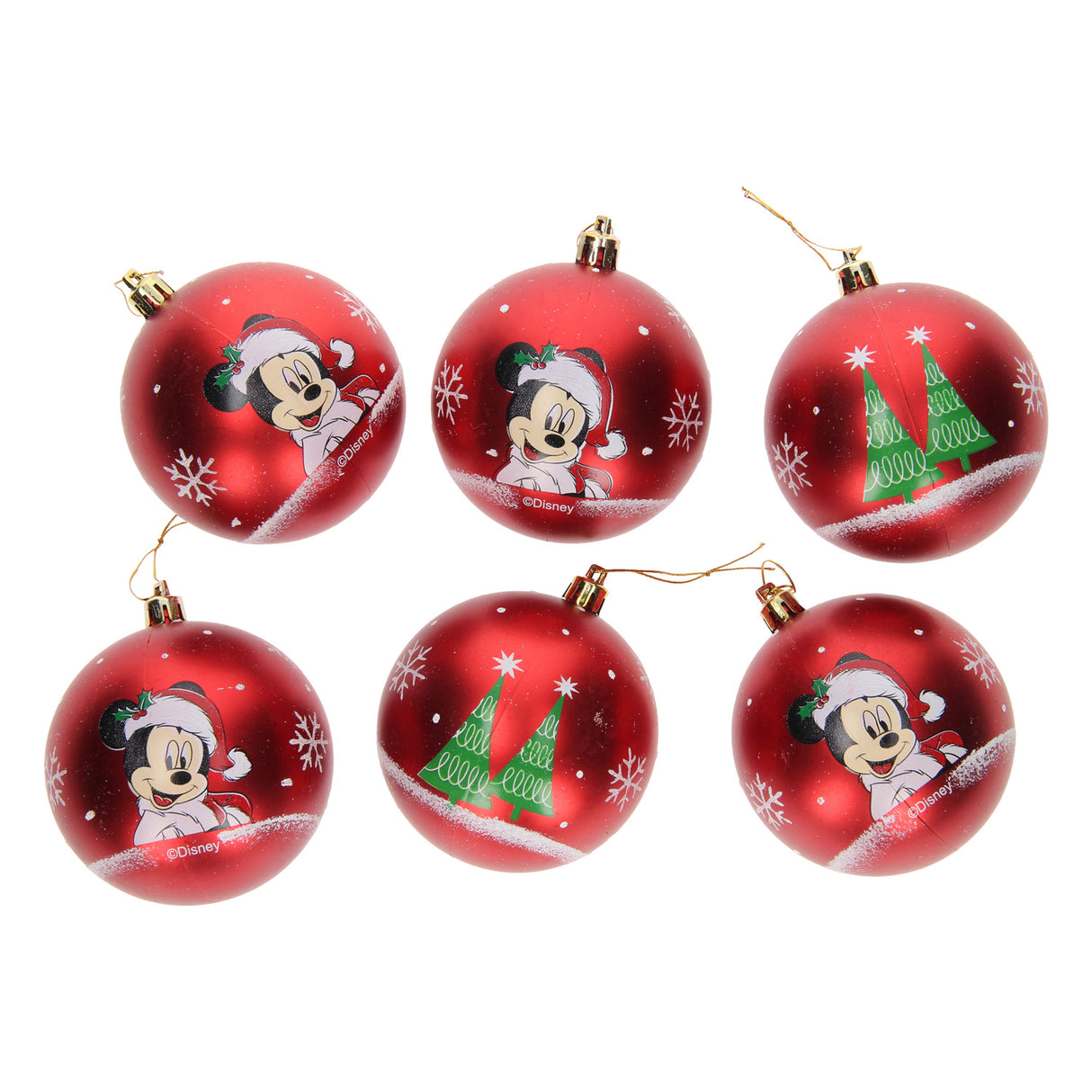 Disney kinder kerstballen mickey rood, 6x8cm