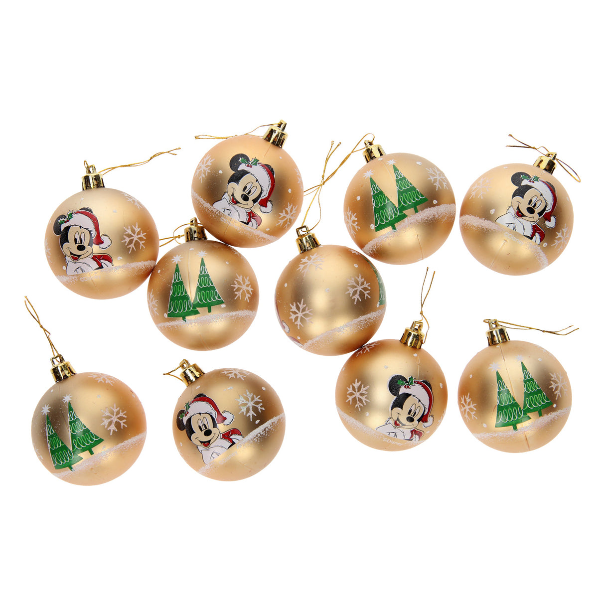 Disney kinder kerstballen mickey goud, 10x6cm