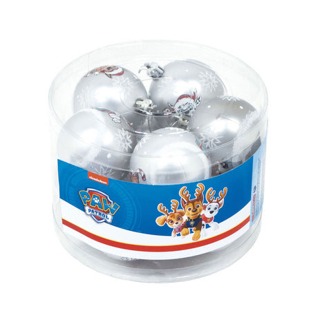 Paw patrol kinder kerstballen zilver, 10st.