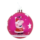 Peppa pig kerstballen 8cm fuchsia - 6st.
