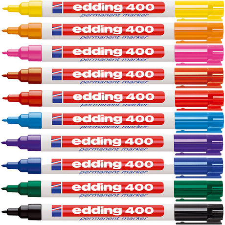 Marqueurs Edding 400, largeur de trait 1 mm, différentes couleurs, 10 pièces, 1 boîte