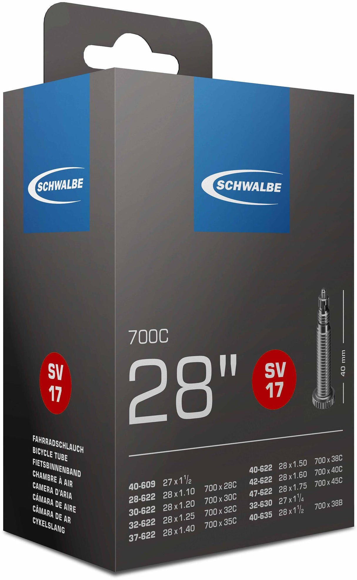 Chambre à air Schwalbe chambre à air #17 28 47-622 635 sv40 autom