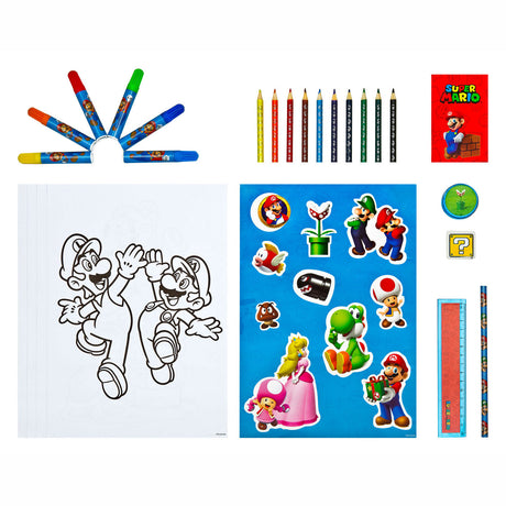 Ensemble de papeterie super mario sous licence pour enfants, tour, 35 pièces.