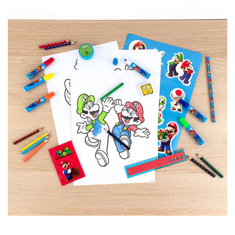 Ensemble de papeterie super mario sous licence pour enfants, tour, 35 pièces.