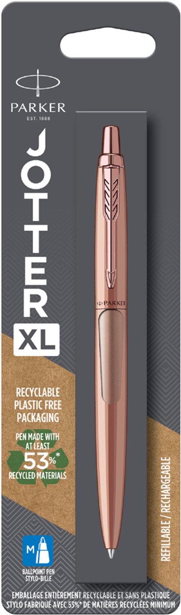 Stylo à bille Parker Jotter XL | or rose mat monochrome | point moyen | encre bleue