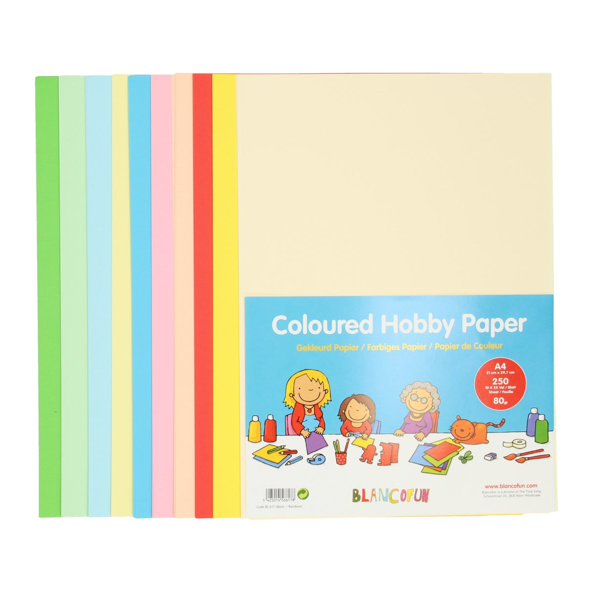 Hobbypapier farbig A4, 80 Gramms, 250 Blätter