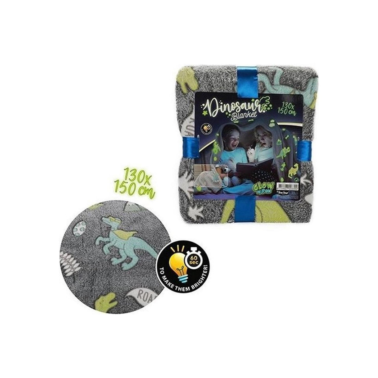 Toi-toys jouets étoiles brillent dans le noir couverture dinosaure 150x130 cm