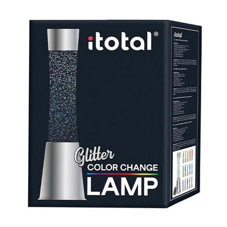 Lampe à lave I-total - lampe à paillettes - lampe à lave - lampe d'ambiance - 41,5x10,8 cm - verre aluminium - télécommande pour 16 couleurs - xl2495