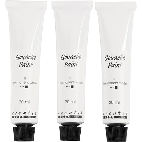 Peinture gouache Creativ company, blanche, 3x20 ml 1 boîte