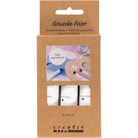 Peinture gouache Creativ company, blanche, 3x20 ml 1 boîte