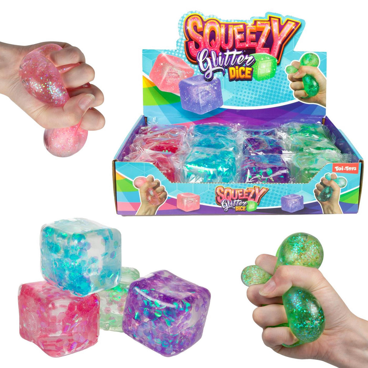 Toi-toys cube à presser amusant à paillettes
