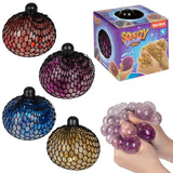 Toi-toys balle à presser amusante à paillettes dans un filet, 10 cm