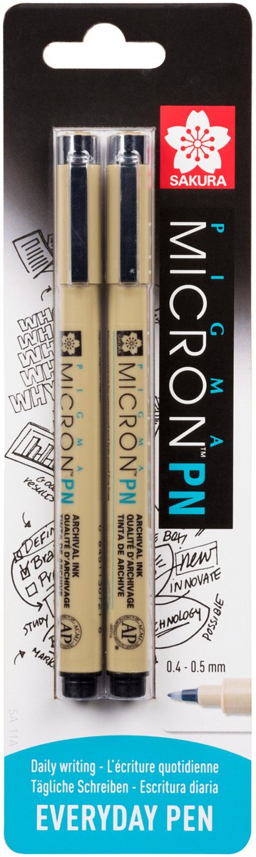 Sakura - stylos pigma micron pn noir - 2 pièces
