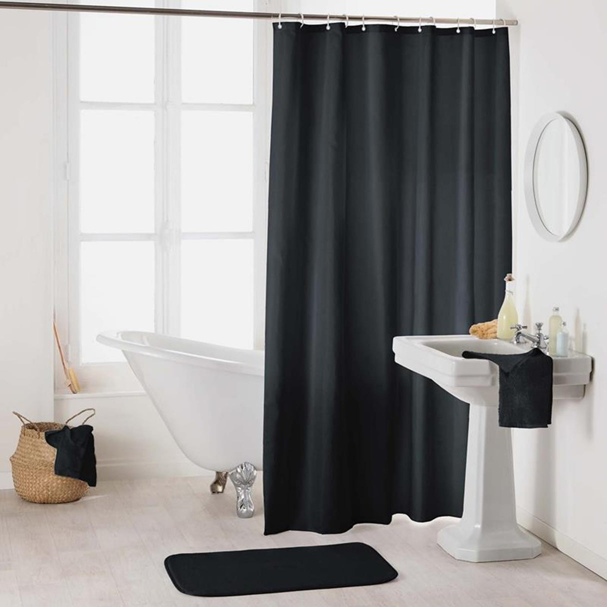 Wicotex rideau de douche uni 180x200cm noir