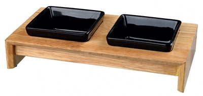 Trixie feed set ceramics with wooden base black