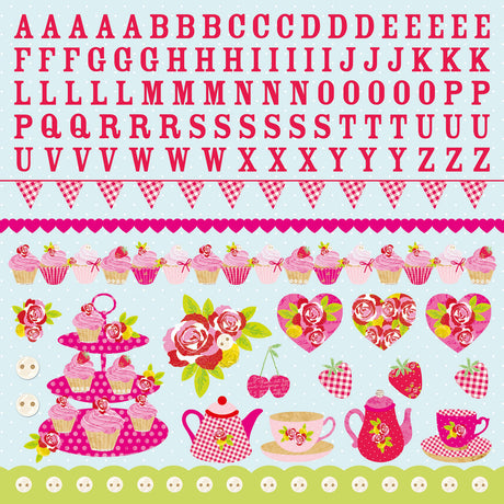 Kaisercraft • Feuille d'autocollants Tea Party 30,5x30,5cm