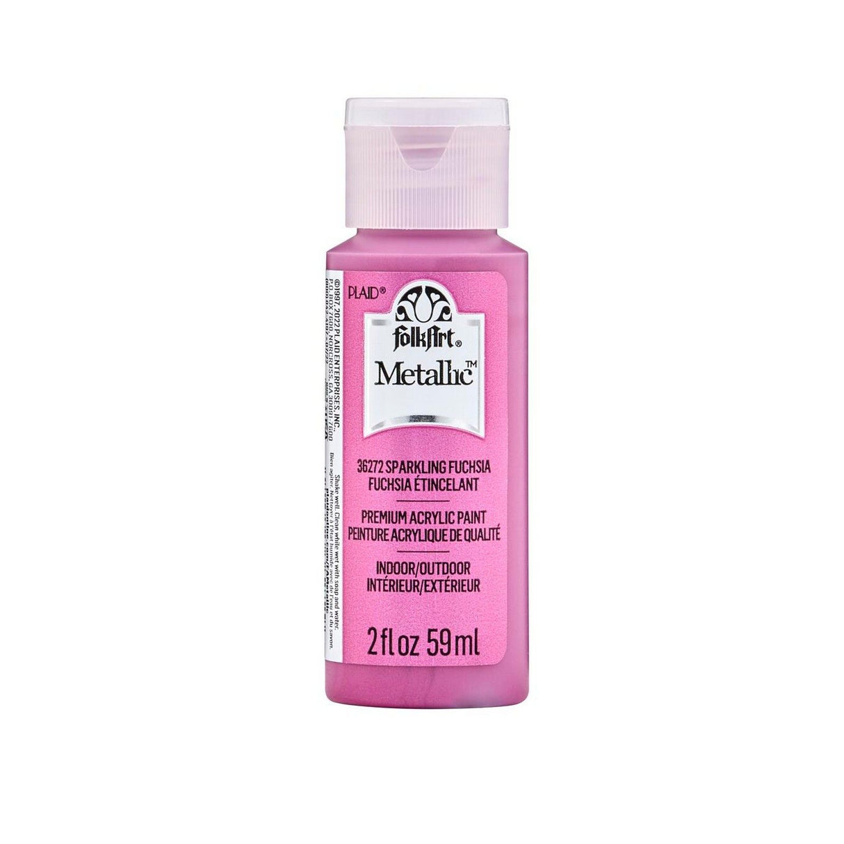 Folkart • peinture acrylique métallisée fuchsia pétillant 59ml